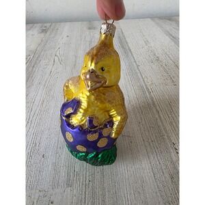 Duck chick egg glitter‎ glass ornament Xmas Easter tree